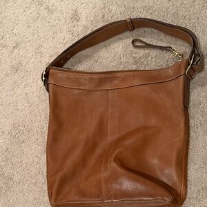 Coach Tan Leather Hobo Shoulder Bag with Wide Strap